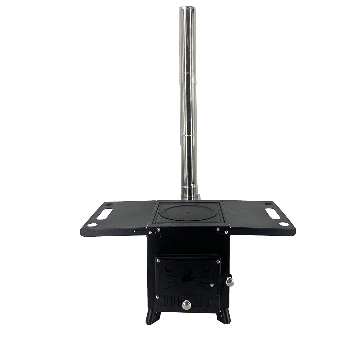 Portable Wood Burning Stove for Camping - Outdoor Tent Stove with Chimney Pipe, Side Racks & Viewing Window - Multi-Fuel Heater & Cooker for Tents, Cabins, Hunting Shelters (Perfect for Winter Camping & Emergency Heating)