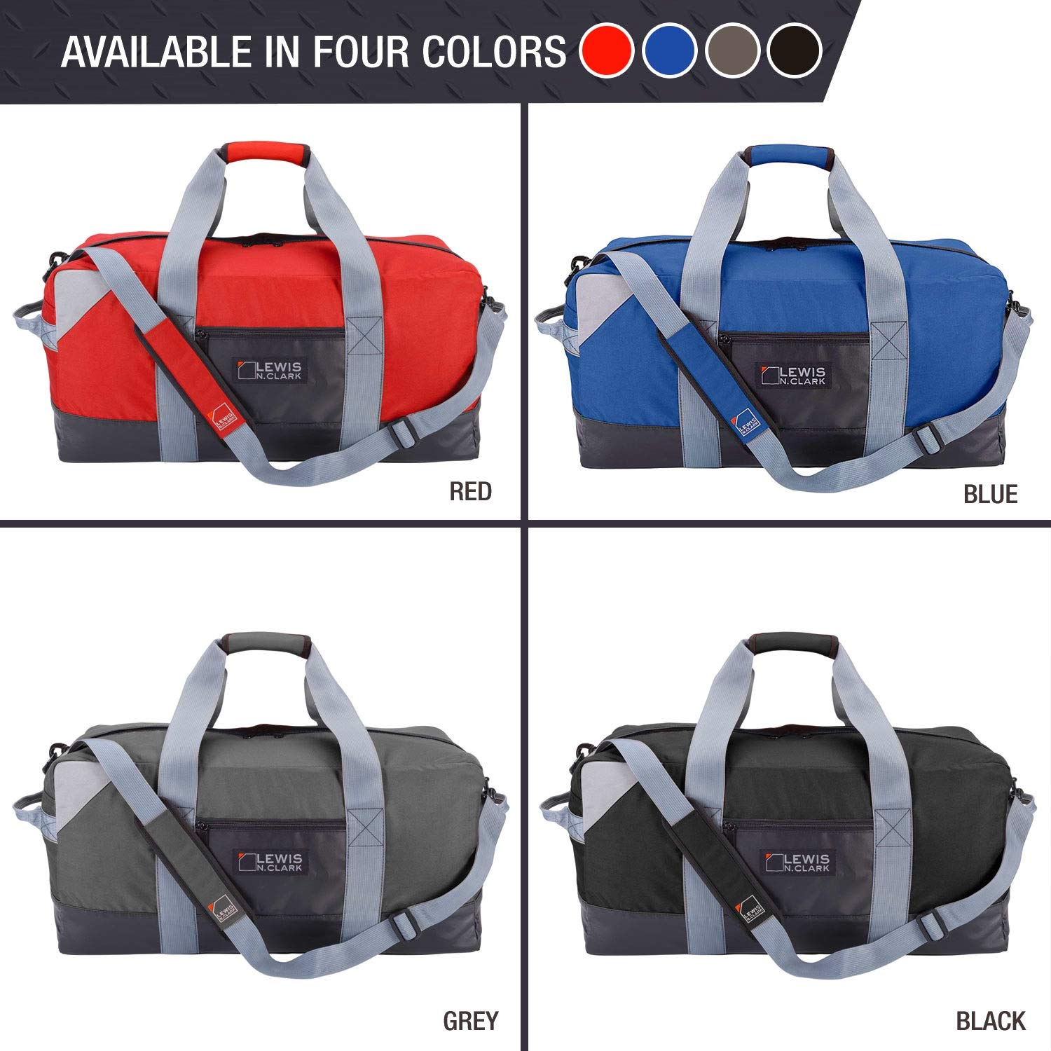 Lewis N. Clark Heavy Duty Large Duffel Bag for Women & Men - 24in Carry On Gym Bag, Travel Backpack Alternative with Neoprene Gear Bag - Perfect for Gym, Sports, Travel & Weekend Getaways (Blue)