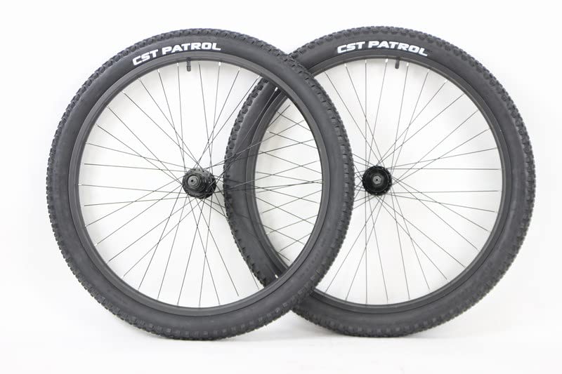 27.5 Inch ATB Mountain Bike Wheel Set with CST Patrol 2.4 Tires & Tubes - Disc Brake Compatible 650B Wheels for Trail Riding and Off-Road Cycling