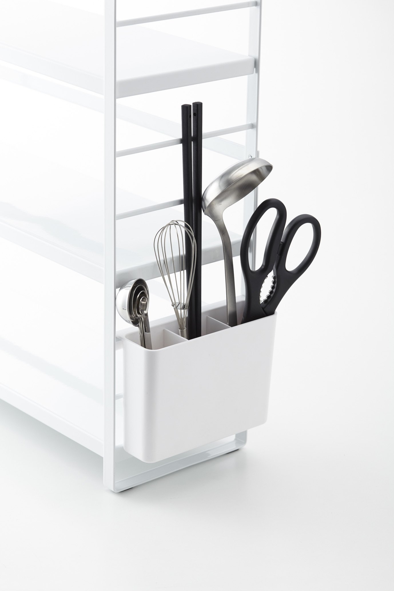 Yamazaki 3257 Over the Sink Kitchen Storage Rack - White, 22.8 x 6.3 x 17.9 Inches (58 x 16 x 45.5 cm) - Space Saving Tower Rack for Spices, Utensils & Cutlery - Perfect for Small Kitchens & Apartment Organizing