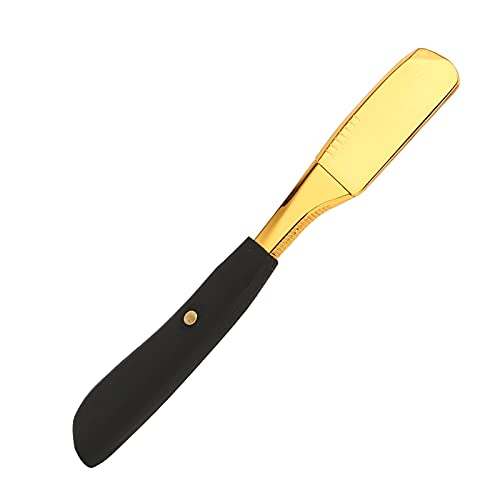 Premium Straight Edge Razor Holder with Comfortable Grip - Professional Manual Shaving Blade for Beard Trimming & Facial Hair - Ideal for Barbershops & Home Use (Bright Gold Finish)