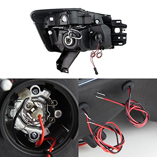 AKKON Halo Projector Headlights with LED Tail Lights Set for 2004-2015 Nissan Titan Pickup Truck - Black | Durable & Stylish Upgrade for Night Driving & Off-Road Adventures