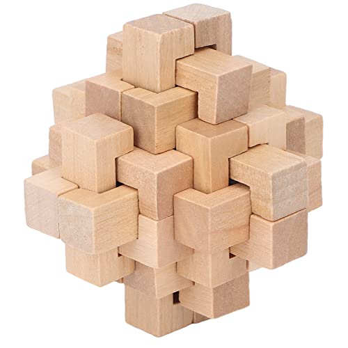 Wooden Interlock Puzzle Toy - Brain Teaser Lock Game for Adults & Seniors - Home & Travel Fun