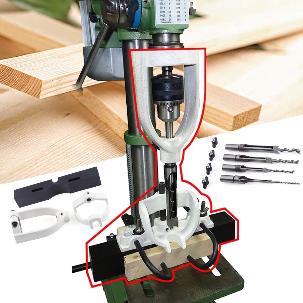 Mortising Chisel Locator Set for Bench Drill - 4-Piece Tenoning Machine Bit Kit | Perfect for Woodworking, Joinery & Furniture Making