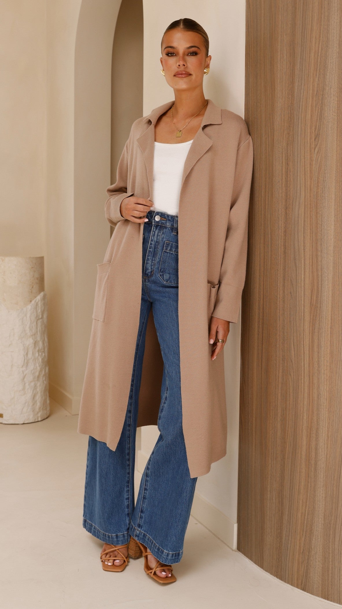 Kira Coatigan Women's Long Cardigan Sweater - Soft Stone Color for Fall & Winter | Perfect for Office, Casual Outfits & Layering