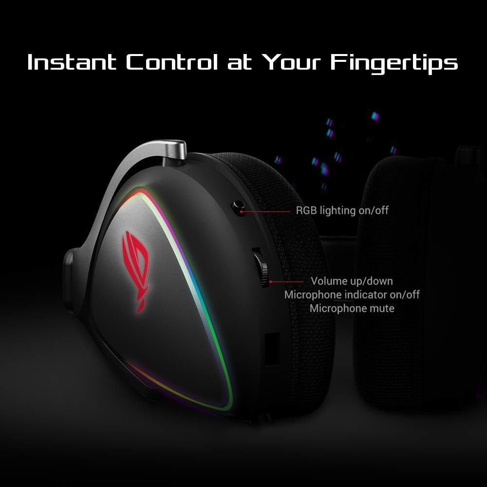 ASUS ROG Delta RGB Gaming Headset with Hi-Res ESS Quad-DAC | Circular RGB Lighting | USB-C for PC, PS5, Xbox & Mobile | Detachable Mic | White - Perfect for Competitive Gaming & Streaming