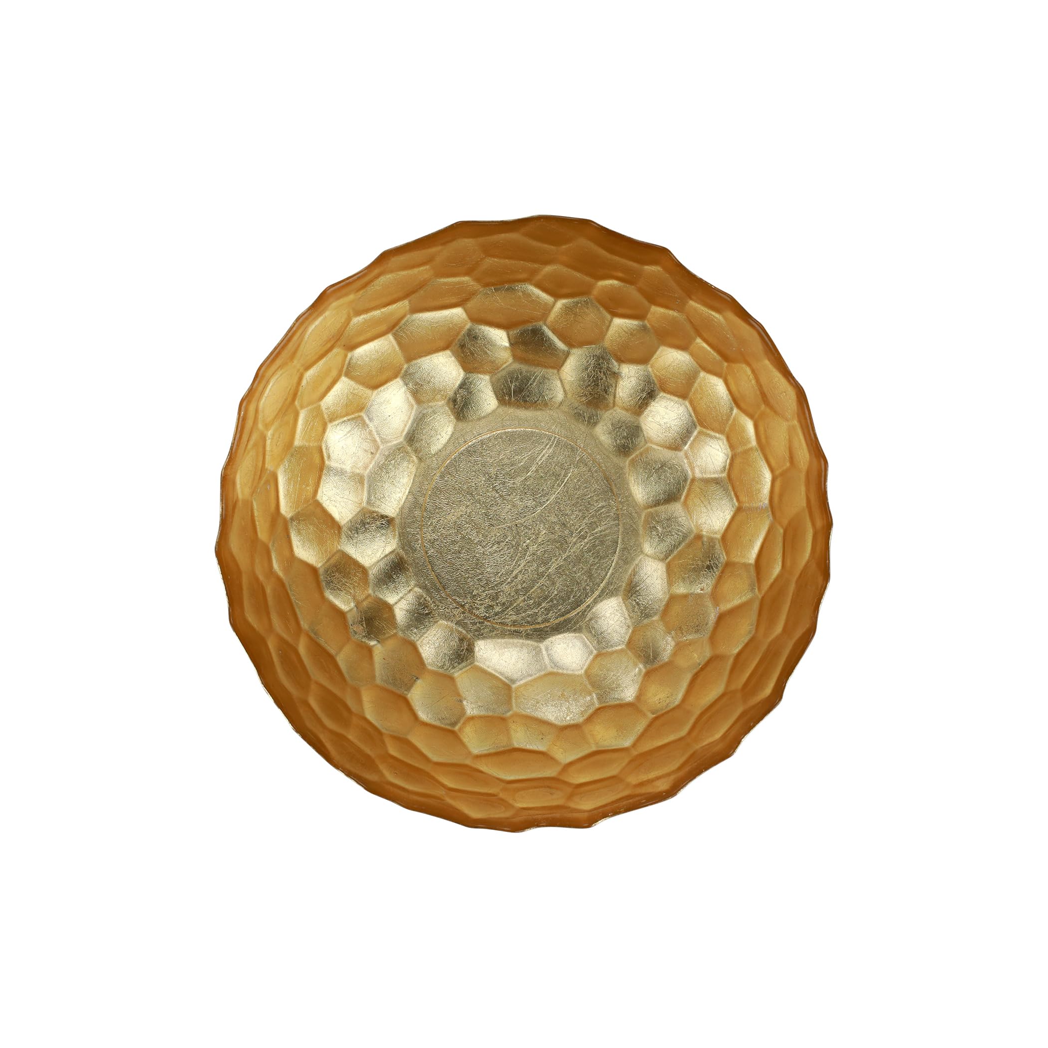 Vietri Rufolo Glass Gold Honeycomb Large Bowl - Decorative Serving Dish for Fruit, Candy, Nuts | Elegant Centerpiece for Dining Table, Kitchen Counter, Office Desk