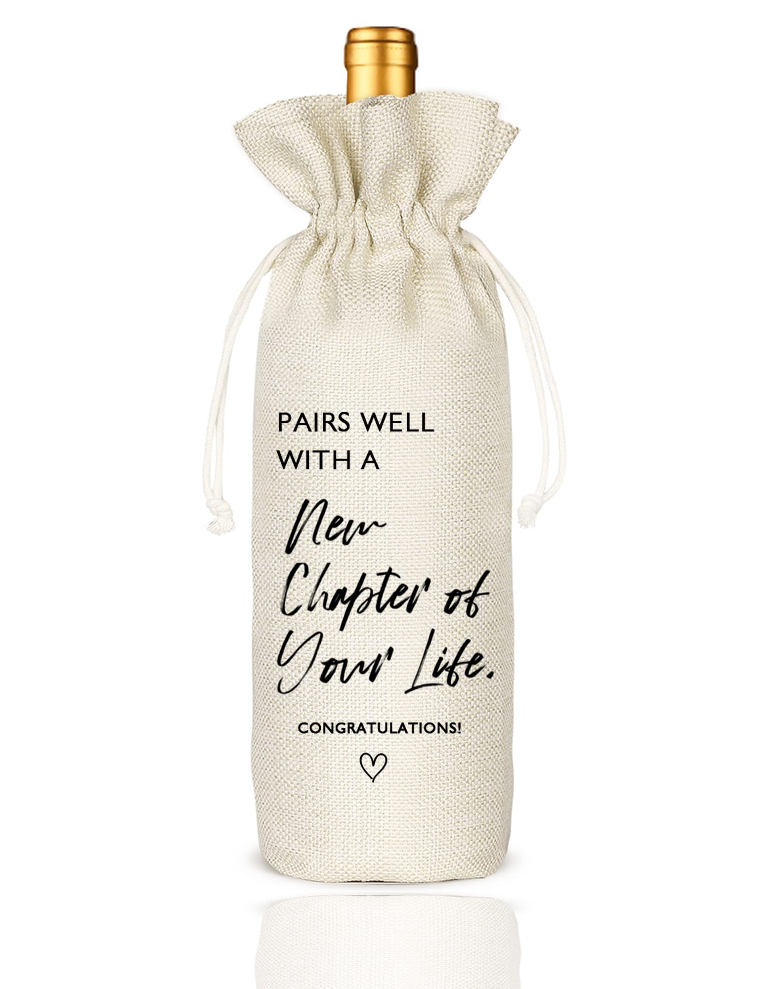 Premium Burlap Drawstring Wine Bag - Thoughtful New Job Gift for Colleagues, Coworkers, Boss & Friends - Perfect for Celebrations, Promotions & Career Milestones - Elegant & Practical Wine Carrier for Parties & Office Events