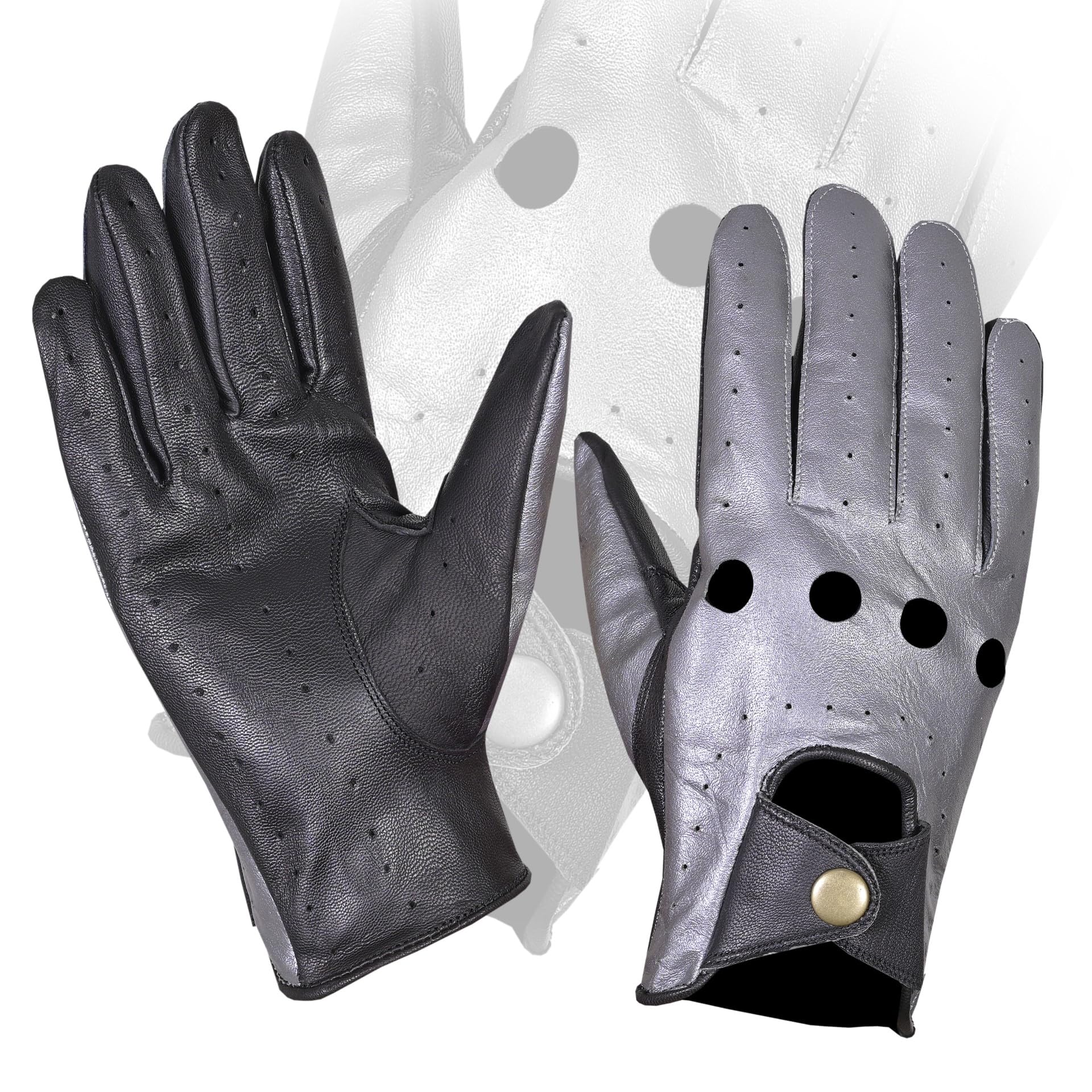 Vintage Retro Style Men's Leather Driving Gloves - Genuine Sheepskin Chauffeur Gloves for Winter, Motorcycle Riding & Classic Car Enthusiasts