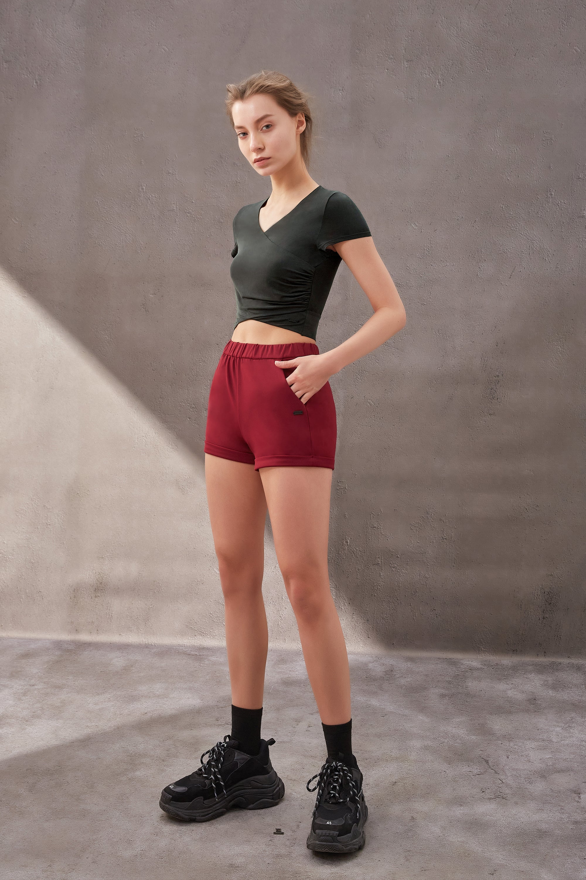 Women's V-Neck Cropped T-Shirt - Soft Stretchy Casual Short Sleeve Top for Summer | Perfect for Beach, Gym, Yoga & Everyday Wear