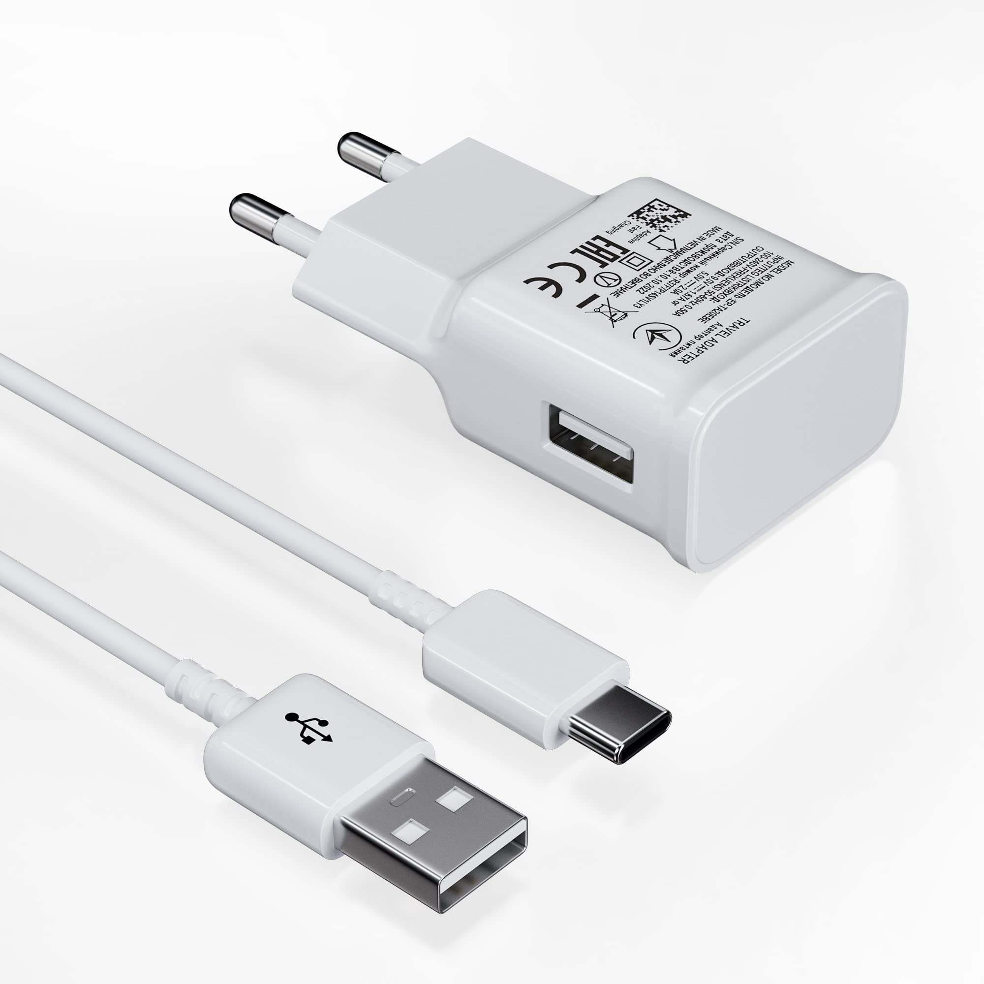 Original Replacement USB Type-C Fast Charger & Cable for Samsung Galaxy S8/S8+/S9+/S10/S10+/S10e/A50/A51/A72/A12/A10e/A32/A42 5G/Note 8/9 - Quick Charge 3.0 Compatible | Perfect for Home, Office & Travel Charging