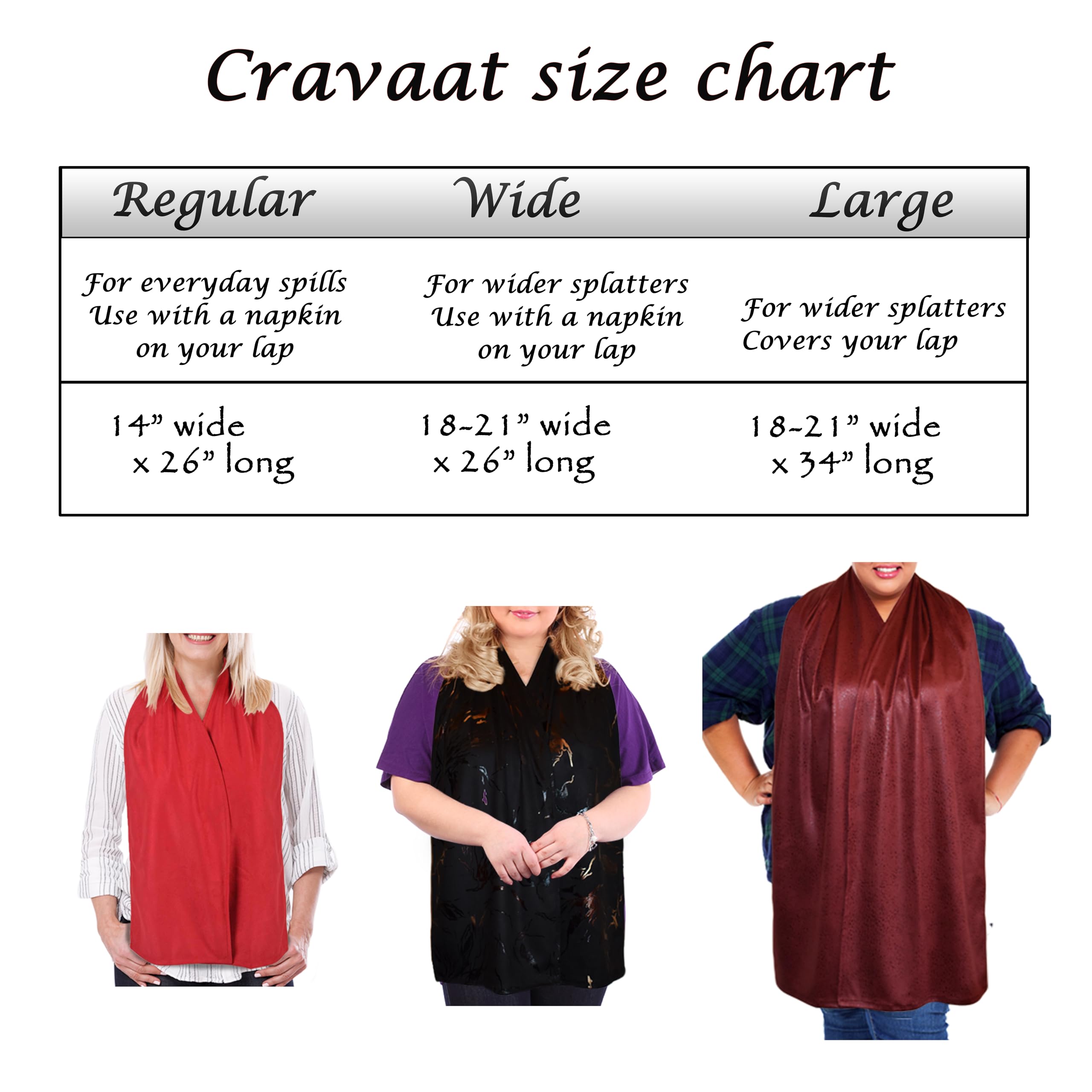 Cravaat Adult Bib Dining Scarf - Stain Resistant & Machine Washable - Perfect for Eating, Cooking, and Outdoor Dining - Elegant and Functional Mealtime Accessory