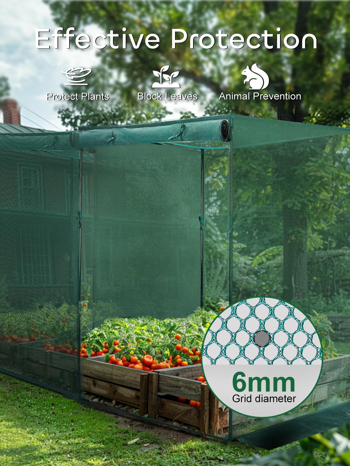 GROWNEER 4' x 8' Plant Protection Tent with Steel Frame - 2 Zippered Doors, 12 Ground Staples & Storage Bags | Durable Outdoor Crop Cage for Garden, Yard, Lawn | Perfect for Protecting Plants from Pests, Harsh Weather & Animals
