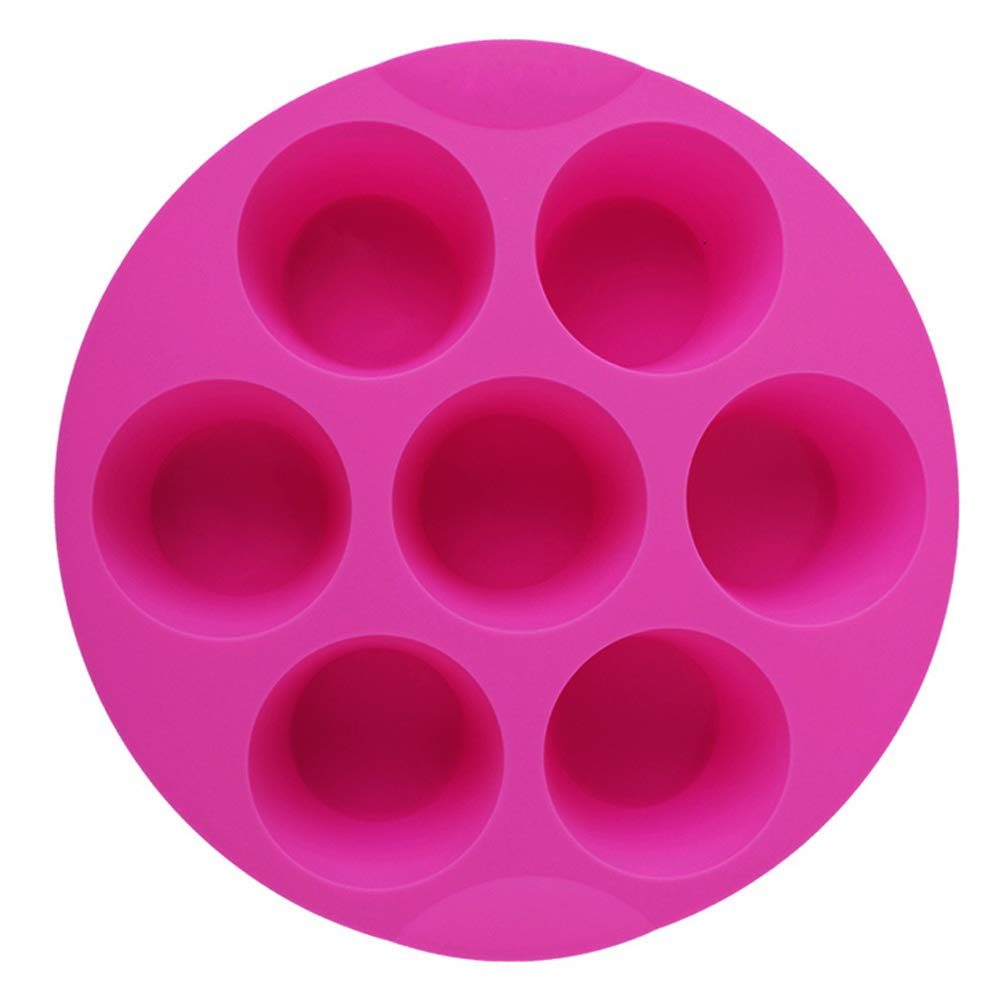 SHEbaking 7-Cavity Silicone Air Fryer Muffin Pan - Nonstick Brownie Cake Mold for Cupcakes, Puddings & Round Desserts | Perfect for Baking, Party Treats & Air Fryer Cooking (Rose Color)