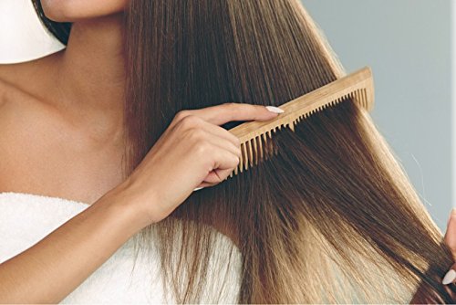 Kabello Neem Wood Comb for Hair Fall Control & Regrowth - Anti-Static Detangling Comb for Men & Women (Brown, 35g) - Perfect for Daily Hair Care & Scalp Massage
