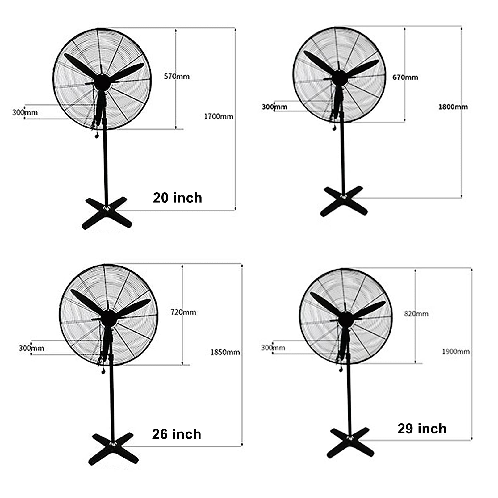 20 Inch Oscillating Pedestal Fan with 3 Speed Settings - Powerful Standing Floor Fan for Home, Office & Greenhouse - Quiet Cooling Fan with 3 Blades - Perfect for Living Rooms, Bedrooms, Workspaces & Indoor Gardens (Black)
