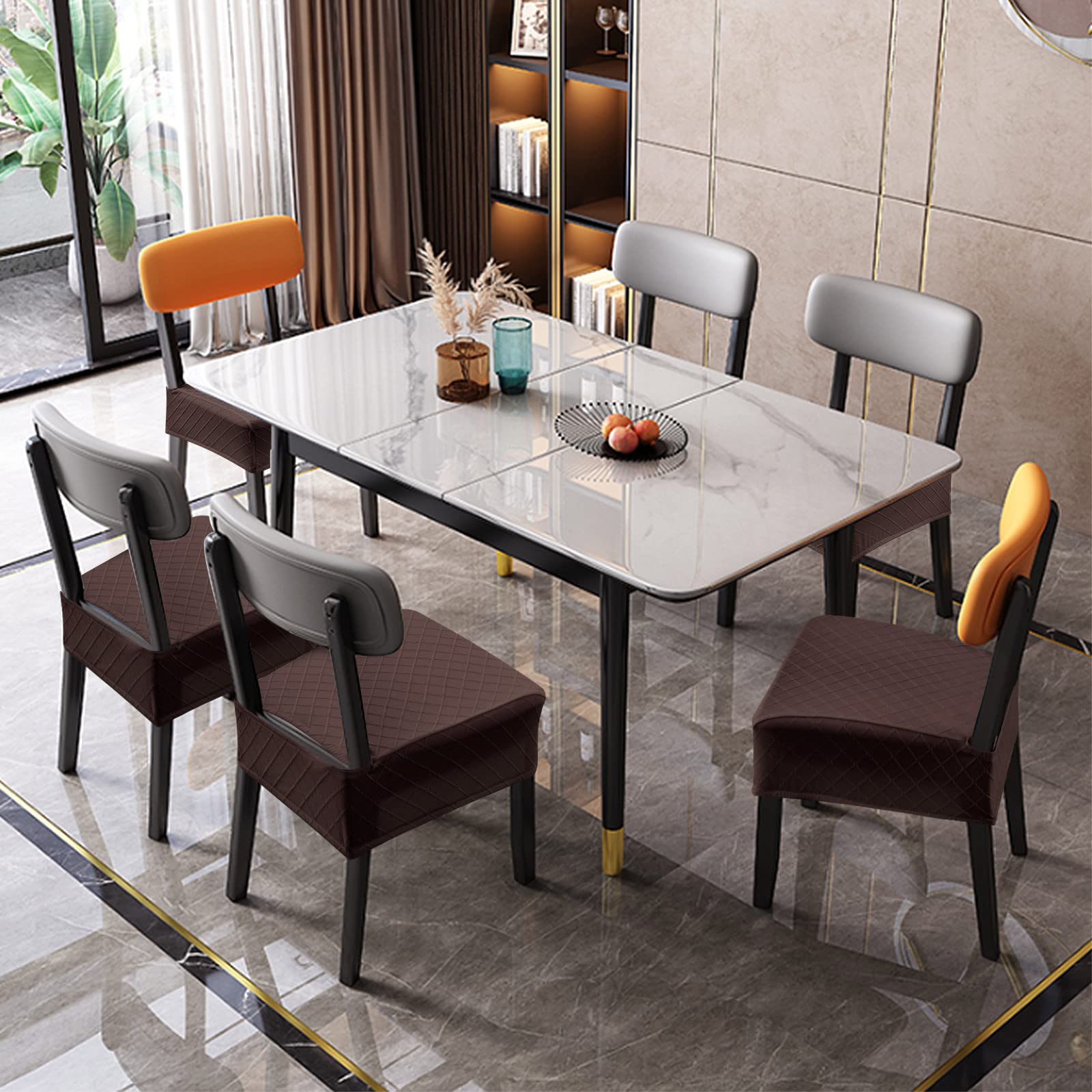 **Waterproof Chair Covers for Dining Room - Genina Durable & Washable Seat Slipcovers - Perfect for Kitchen, Office & Outdoor Use**
