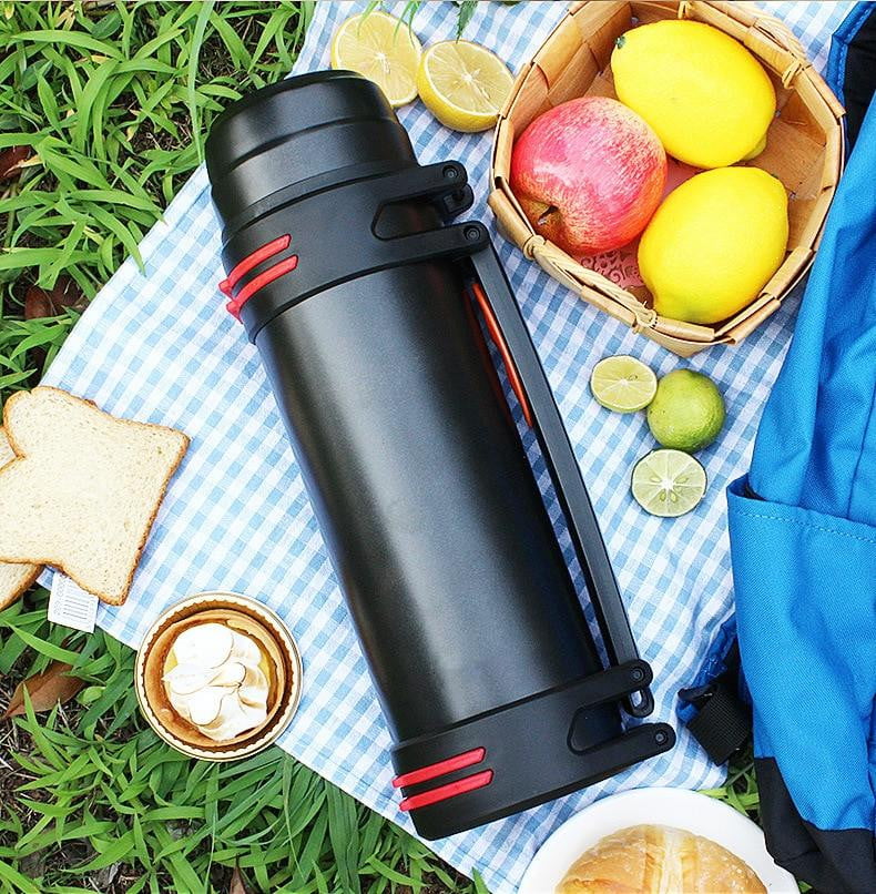 Premium Stainless Steel Double Wall Vacuum Insulated Thermos with Handle - The Aqua Grail Thermo - Keeps Drinks Hot/Cold for 24 Hours - Perfect for Camping, Office & Outdoor Adventures