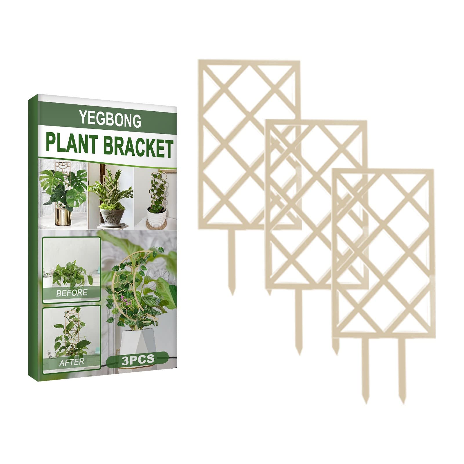 4PC Wooden Pergola Plant Bracket Set - Geometric Flower Support for Climbing Plants, Balcony Garden Decor, Potted Plant Holder with Card Slot Markers (A,B,C,D, One Size) - Perfect for Outdoor Patio, Backyard, and Indoor Greenery Displays
