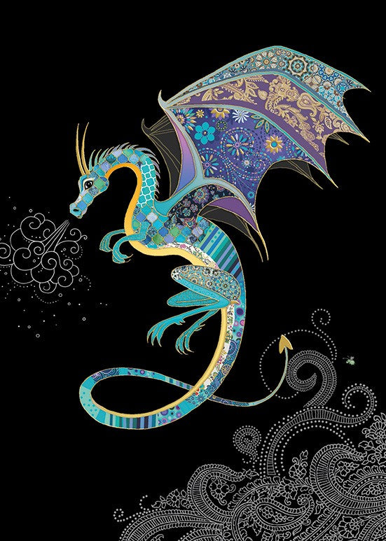 Blue Dragon Bug Art Greeting Card - Unique Insect-Themed Stationery for Birthdays, Anniversaries & Special Occasions
