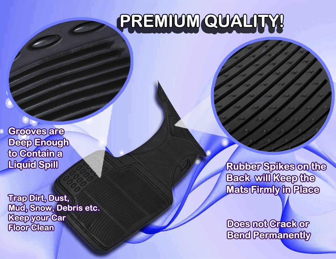 Premium Heavy Duty Car Floor Mats - All Weather Protection, Non-Slip Rubber Liners for Trucks & SUVs (Black) | Perfect for Winter Snow, Mud & Rain Protection