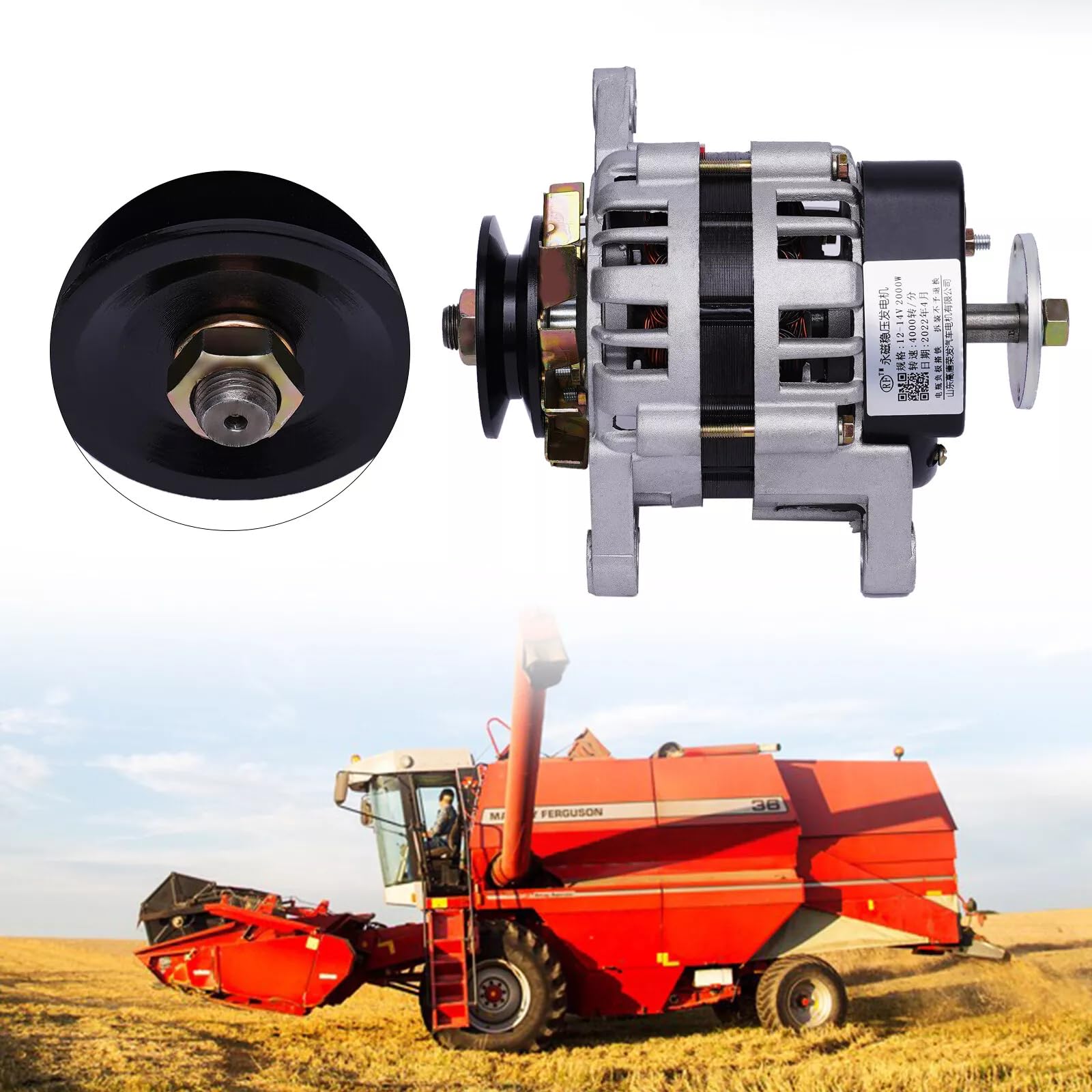 2000W 12V Permanent Magnet Synchronous Generator - Low RPM PMA Alternator for Tractors & Agricultural Vehicles - DC Power Generator 4000rpm - Perfect for Off-Grid Charging, Lighting & Farm Equipment Power Supply