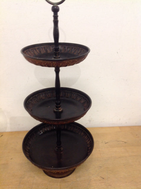 20-Piece Bronze 3-Tier Metal Serving Tray Set - Elegant Decorative Display Stand for Desserts, Appetizers, Party Snacks & Home Decor