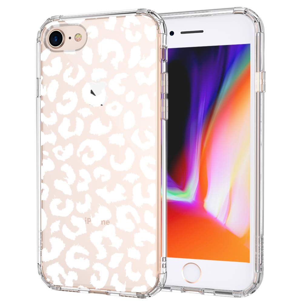 MOSNOVO Shockproof iPhone SE 2022/SE 3/SE 2020/8/7 Case - White Leopard Design Clear TPU Bumper Cover | Perfect for Daily Use, Outdoor Activities & Travel Protection