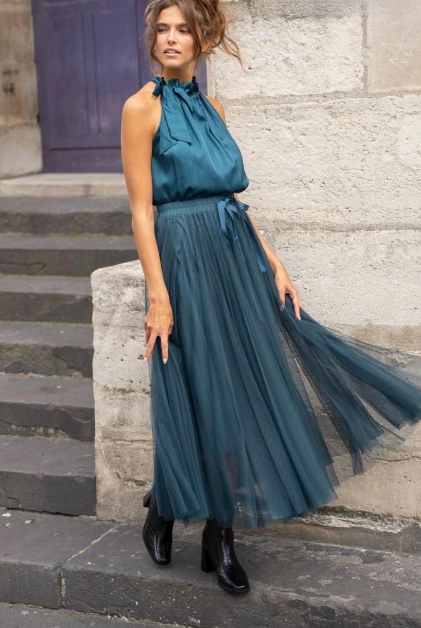 Aria Long Tulle Skirt - Elegant Flowy Maxi Skirt for Women | Perfect for Weddings, Parties & Special Occasions