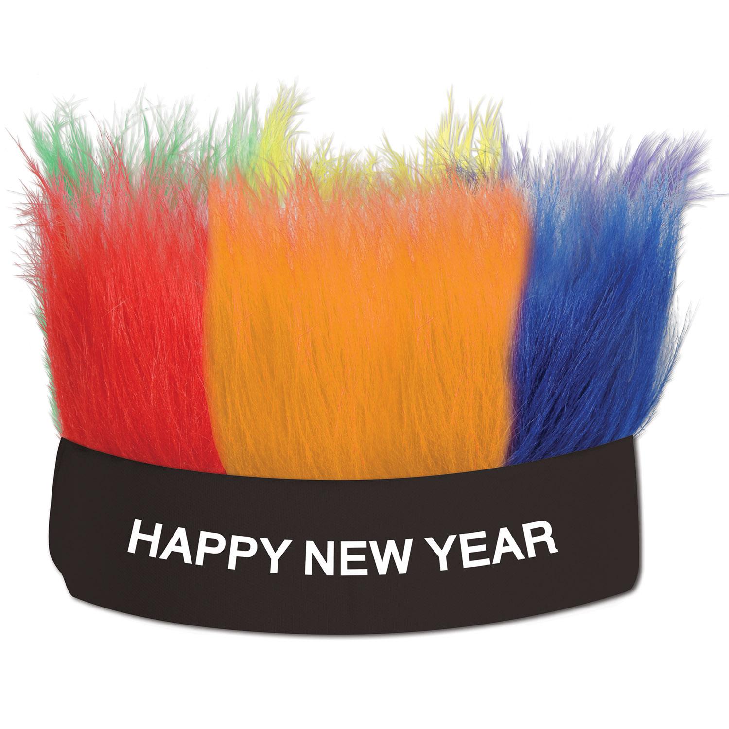 12 Pack Beistle Happy New Year Hairy Headbands - Fun New Year's Eve Party Accessories for Women & Men - Perfect for NYE Celebrations, Costume Parties & Festive Gatherings