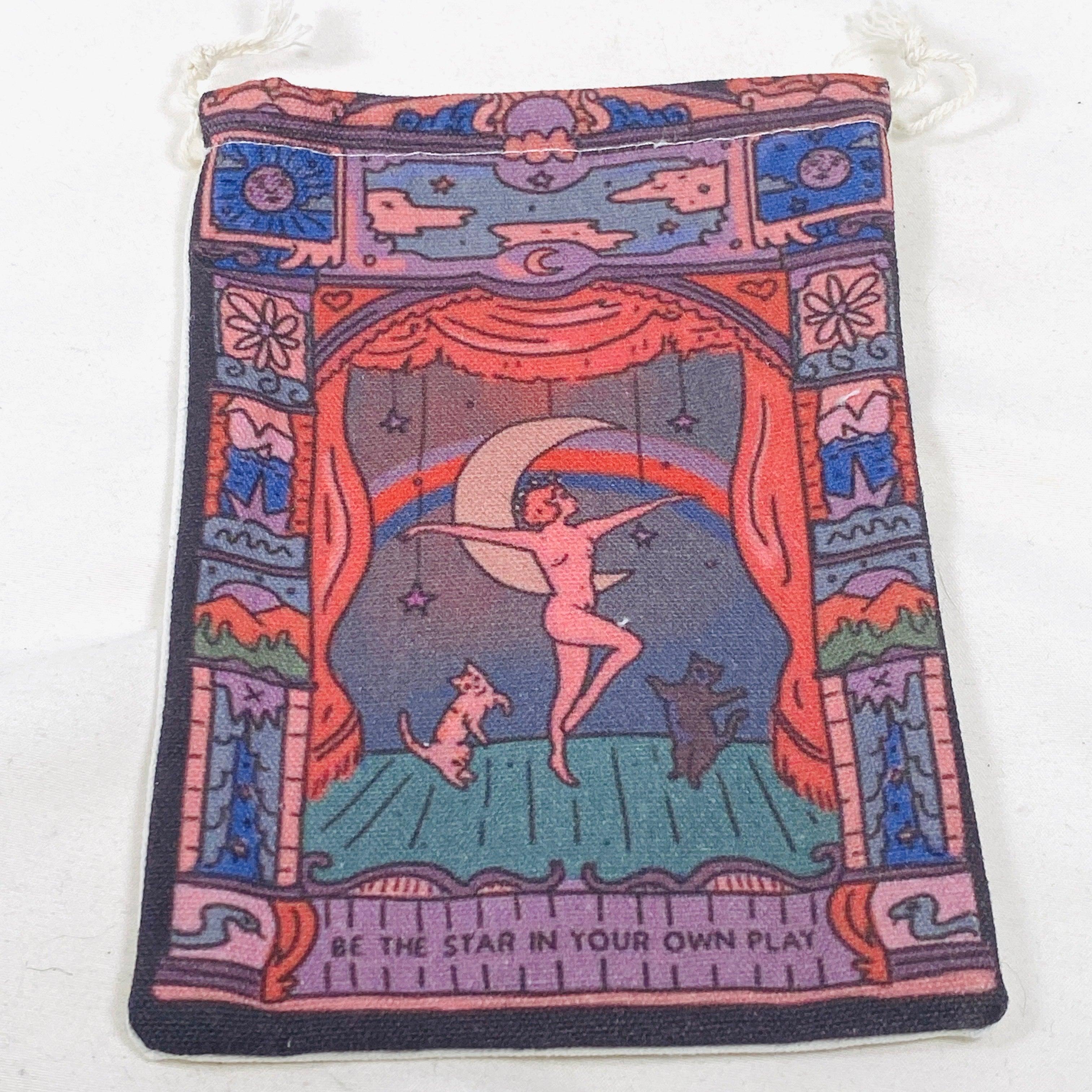 Premium Canvas Drawstring Bag for Tarot Cards & Crystals - Perfect for Dancers, Yoga Enthusiasts & Spiritual Practitioners - Portable Storage for Travel, Festivals & Daily Use