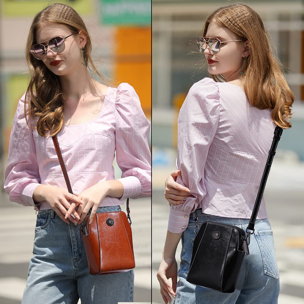 Yohora Genuine Leather Crossbody Bag for Women - Small Shoulder Purse with Phone Wallet - Perfect for Work, Travel & Everyday Use