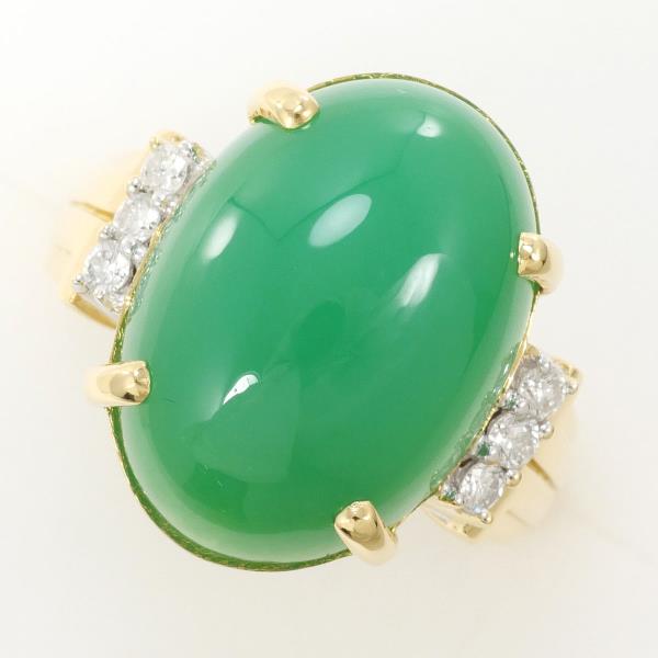 18K Yellow Gold Chrysoprase Ring for Women - Elegant Green Gemstone Jewelry for Engagement, Wedding & Special Occasions