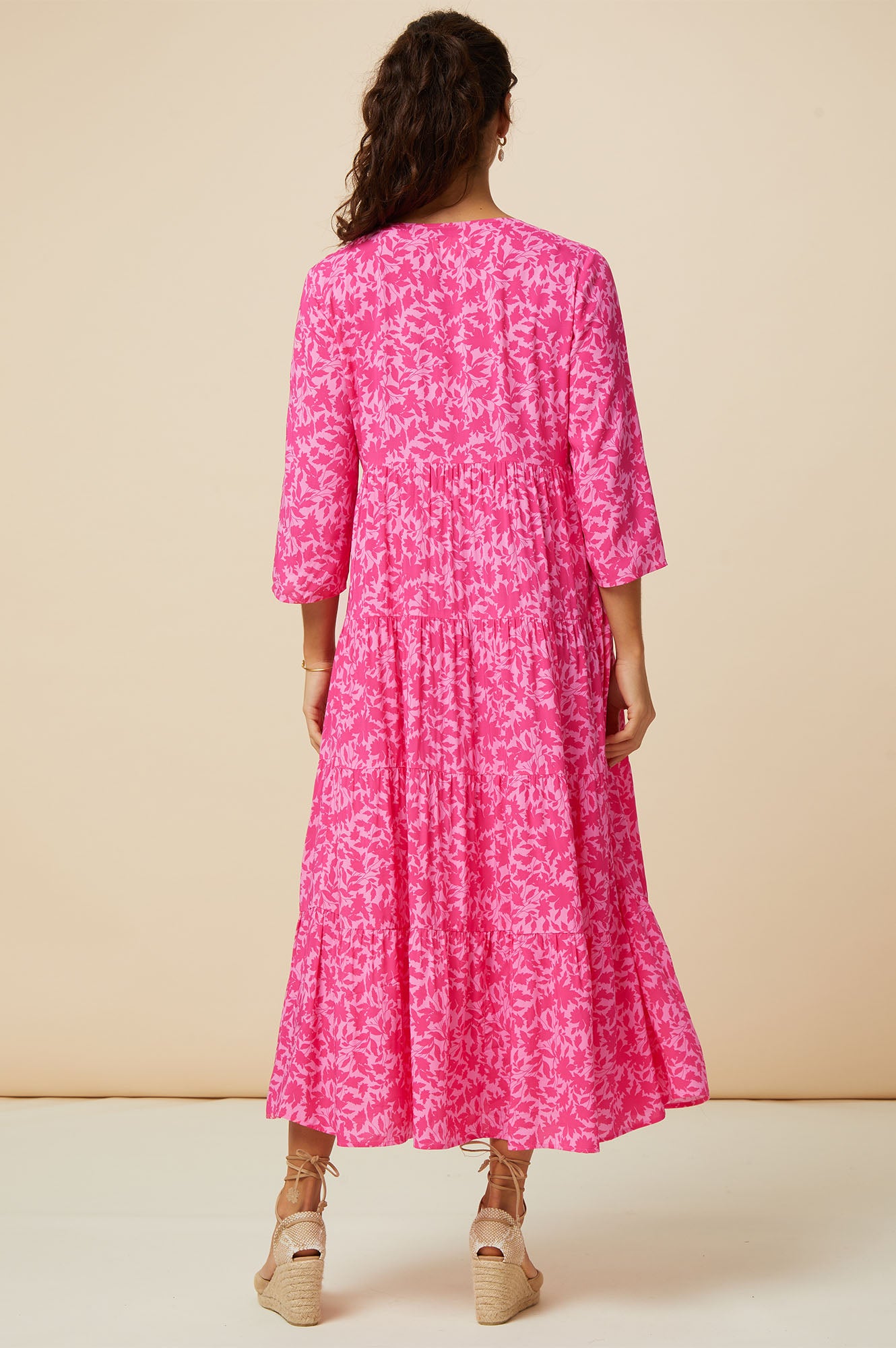 Emma EcoVero™ Midi Dress - Sustainable Pink Floral Summer Dress for Women | Perfect for Beach Vacations, Garden Parties & Casual Outings