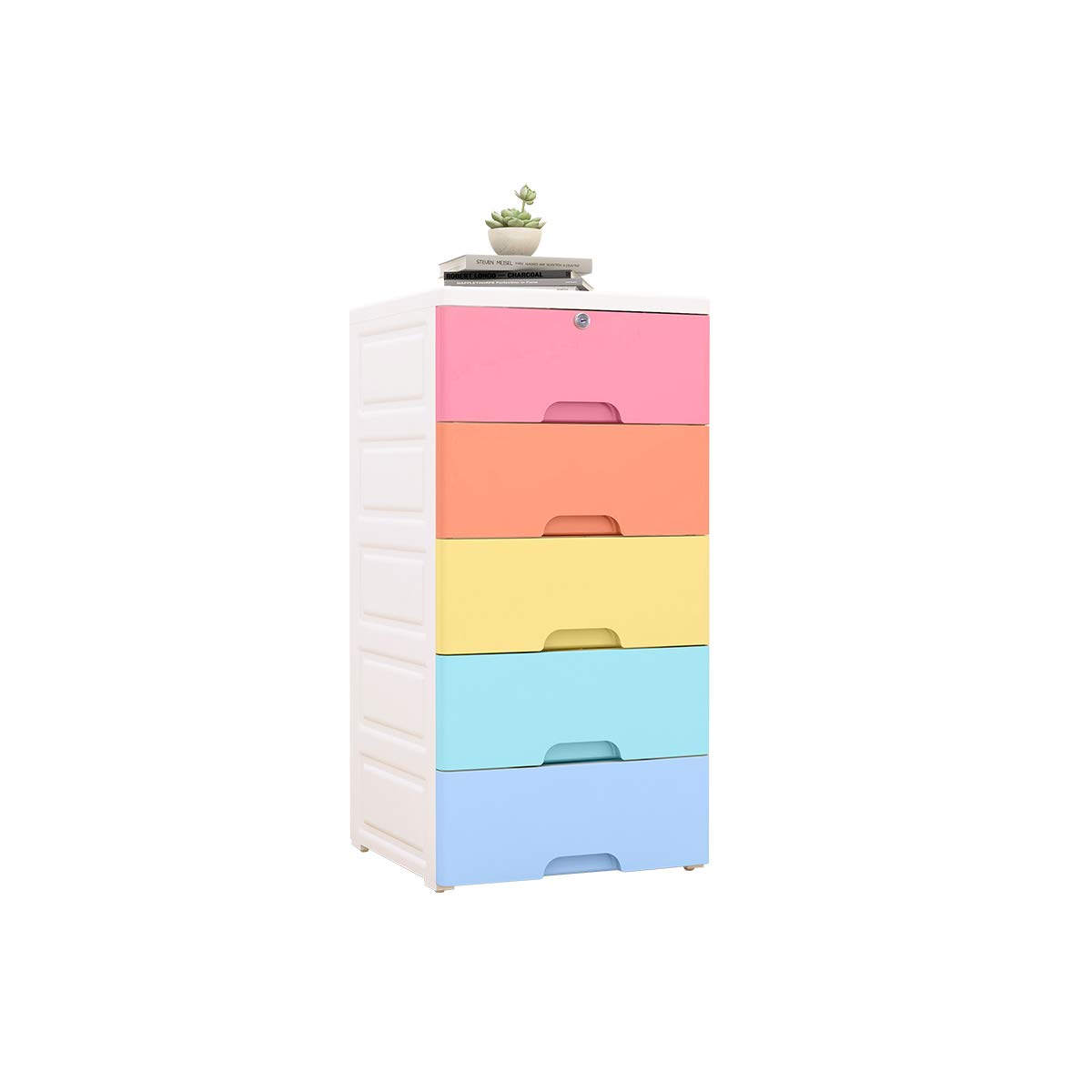 5-Drawer Plastic Storage Cabinet - Organizer for Clothes, Toys & Bedroom - Colorful Dresser for Kids Room, Playroom & Home Organization (Multicolor)