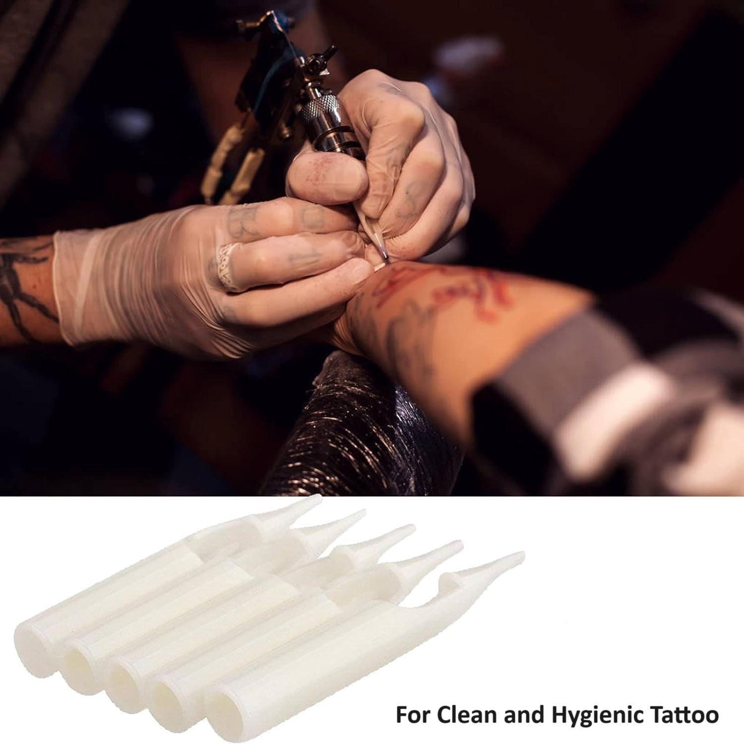 5RT Disposable Carbon Tattoo Needle Tips - Sterilized Round Nozzles for 5RL/5RS Tattoo Needles - Perfect for Tattoo Machine Guns & Professional Tattoo Artists - Ideal for Line Work, Shading, and Detailed Tattoo Designs
