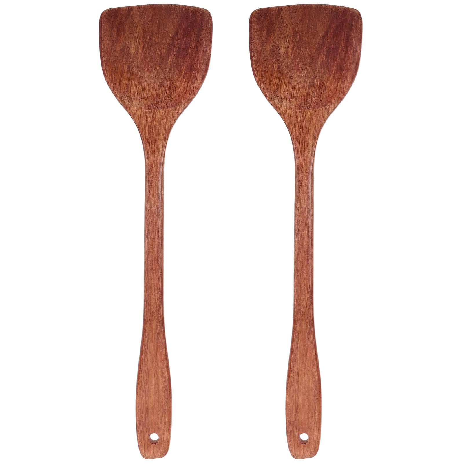 HEMOTON 2-Pack Wooden Spatula Set - Square Turner, Cooking Utensil, Kitchen Fish Spatula with Long Handle for Baking, Frying & Serving - Perfect for Non-Stick Pans & Everyday Cooking