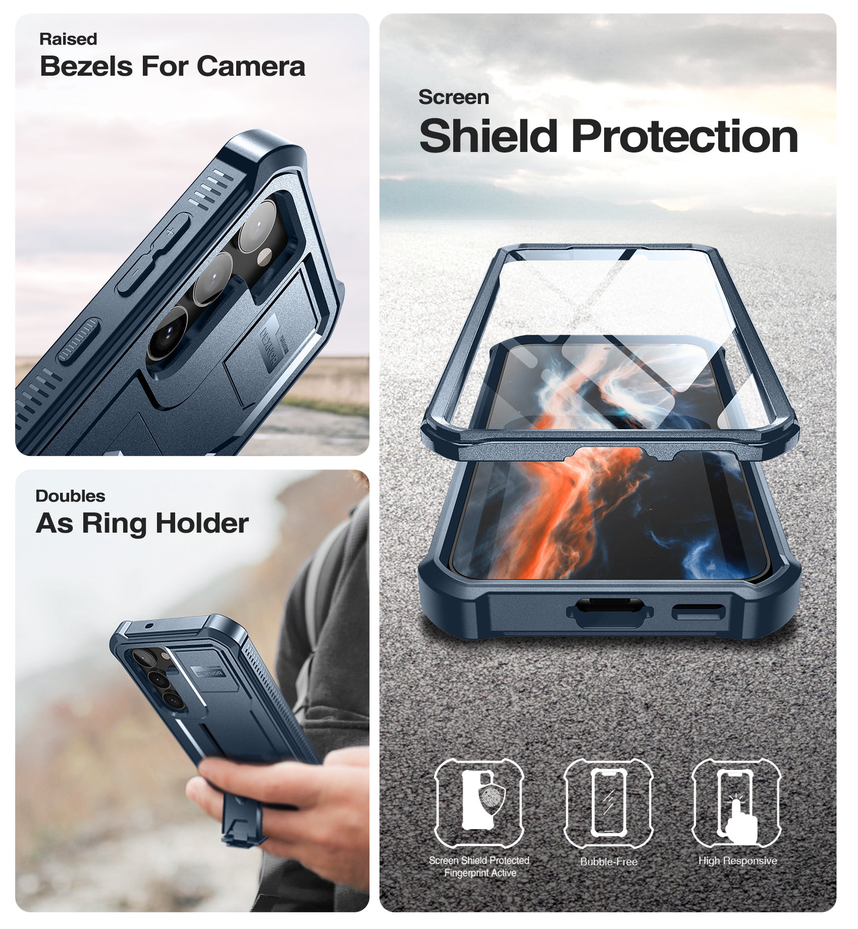 Dexnor Heavy Duty Shockproof Rugged Case for Samsung Galaxy S23 with Built-in Screen Protector & Kickstand - Full Body Protection for Outdoor, Work, and Daily Use
