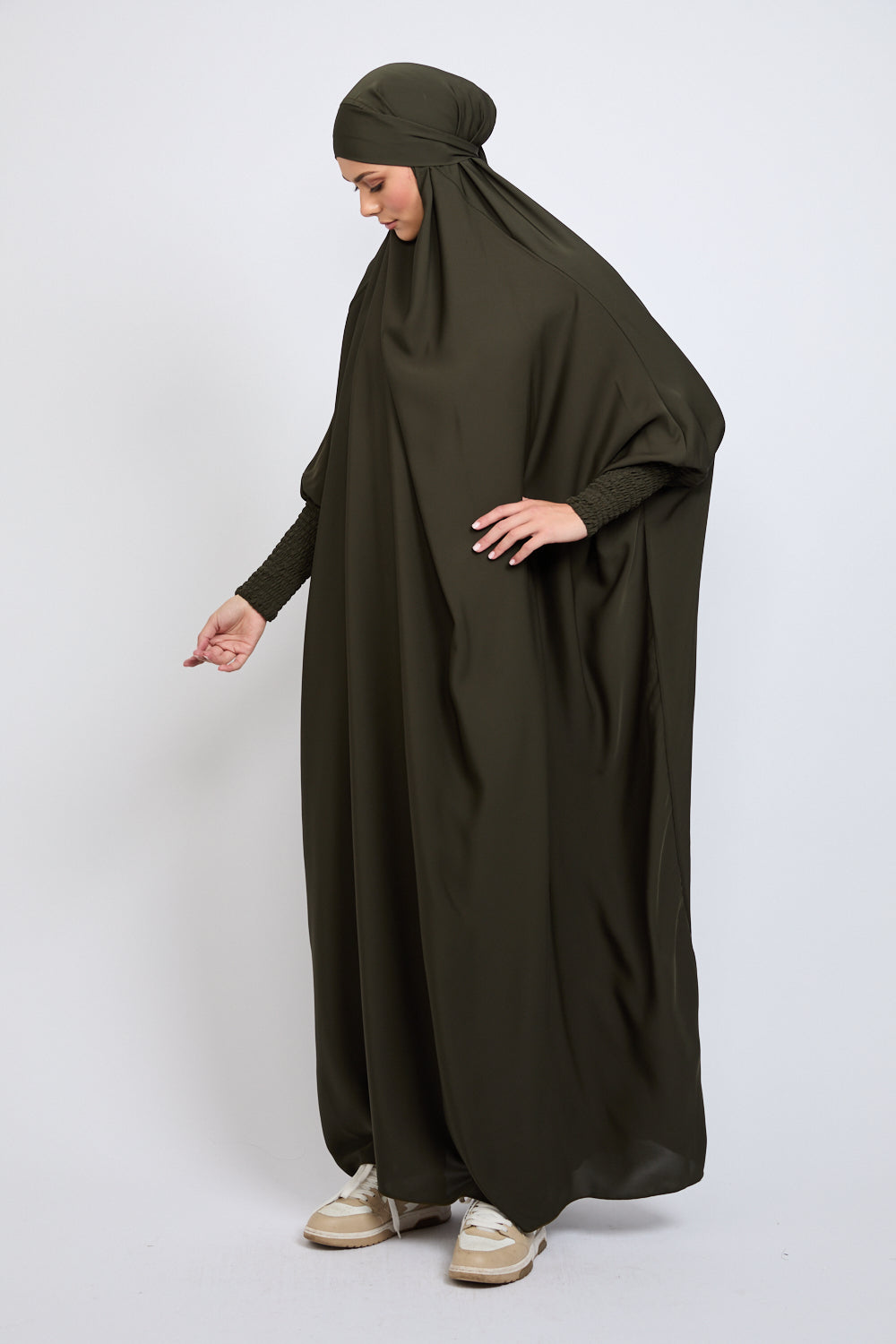 Premium One Piece Full Length Jilbab Prayer Abaya - Modest Islamic Dress for Women - Forest Night Color - Perfect for Daily Wear, Prayer & Special Occasions