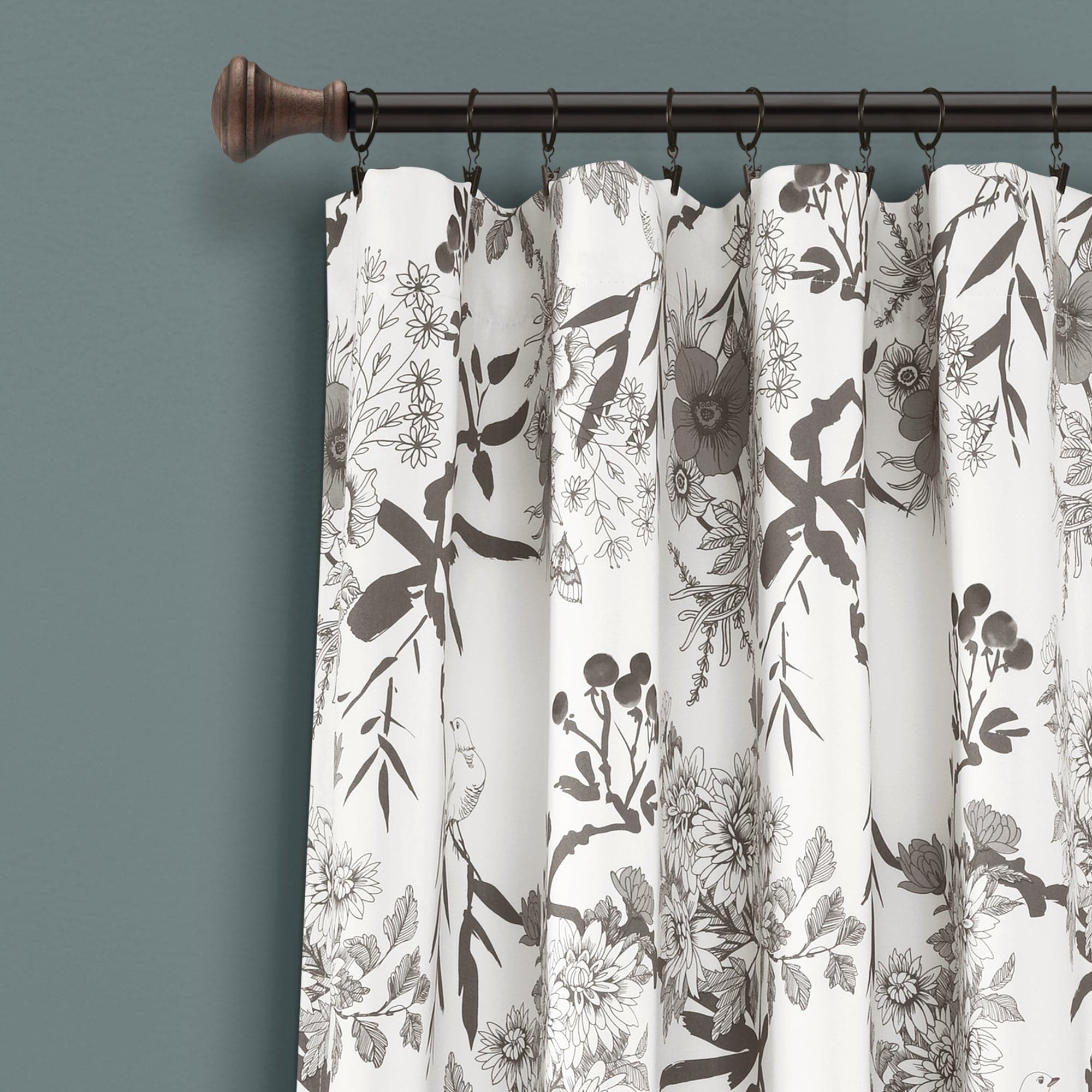 Botanical Garden Light Filtering Window Curtain Panel Set - Floral Print Sheer Drapes for Living Room, Bedroom & Nursery - Soft Sunlight & Privacy - 2 Panels 84 Inch Length