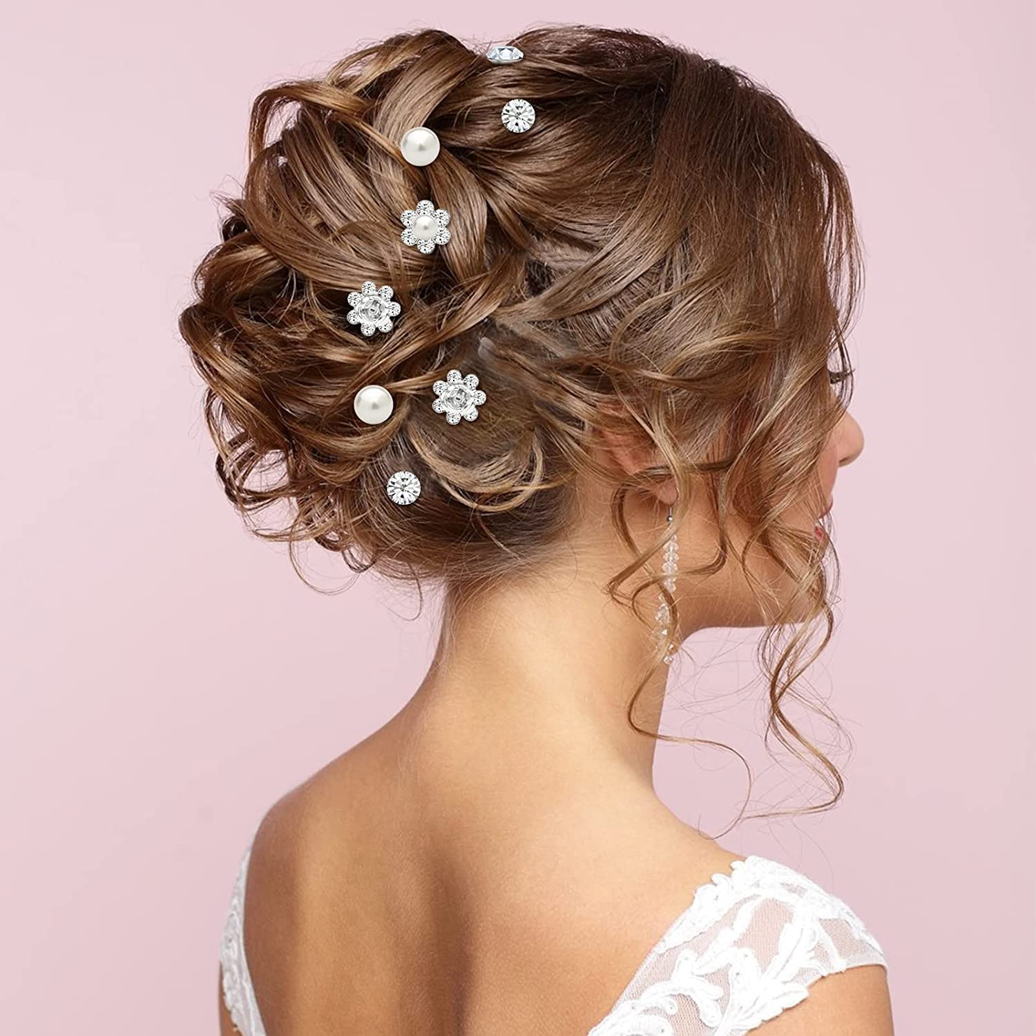 Elegant Silver Rhinestone Pearl Hair Pins for Brides & Bridesmaids – 12-Piece Wedding Hair Accessories Set for Women & Girls | Perfect for Weddings, Prom, Parties & Special Occasions