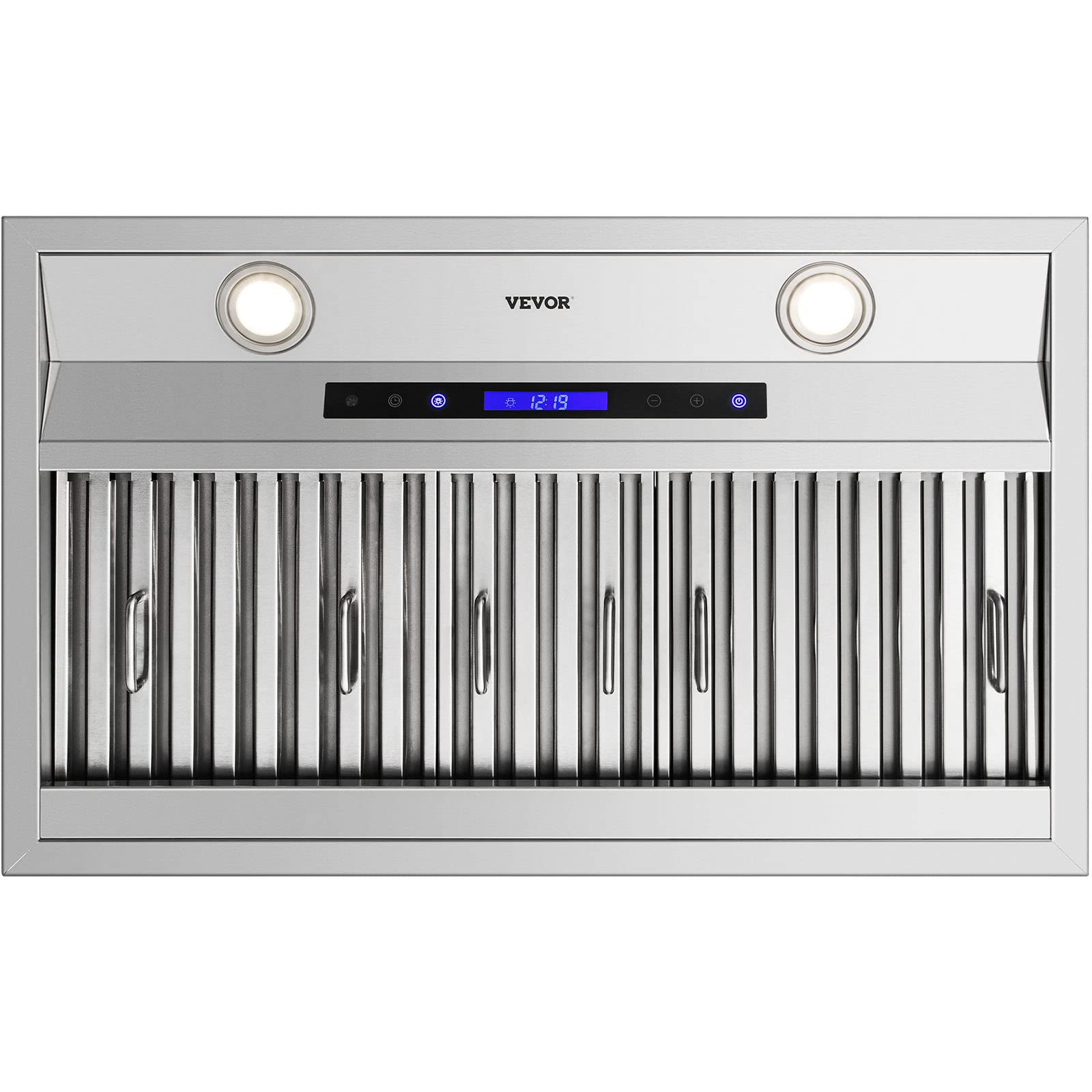 VEVOR 30 Inch 900CFM 4-Speed Stainless Steel Insert Range Hood with Touch & Remote Control, LED Lights & Baffle Filters - Ducted/Ductless Convertible Kitchen Vent Hood for Home Cooking - ETL Certified Commercial-Grade Ventilation System