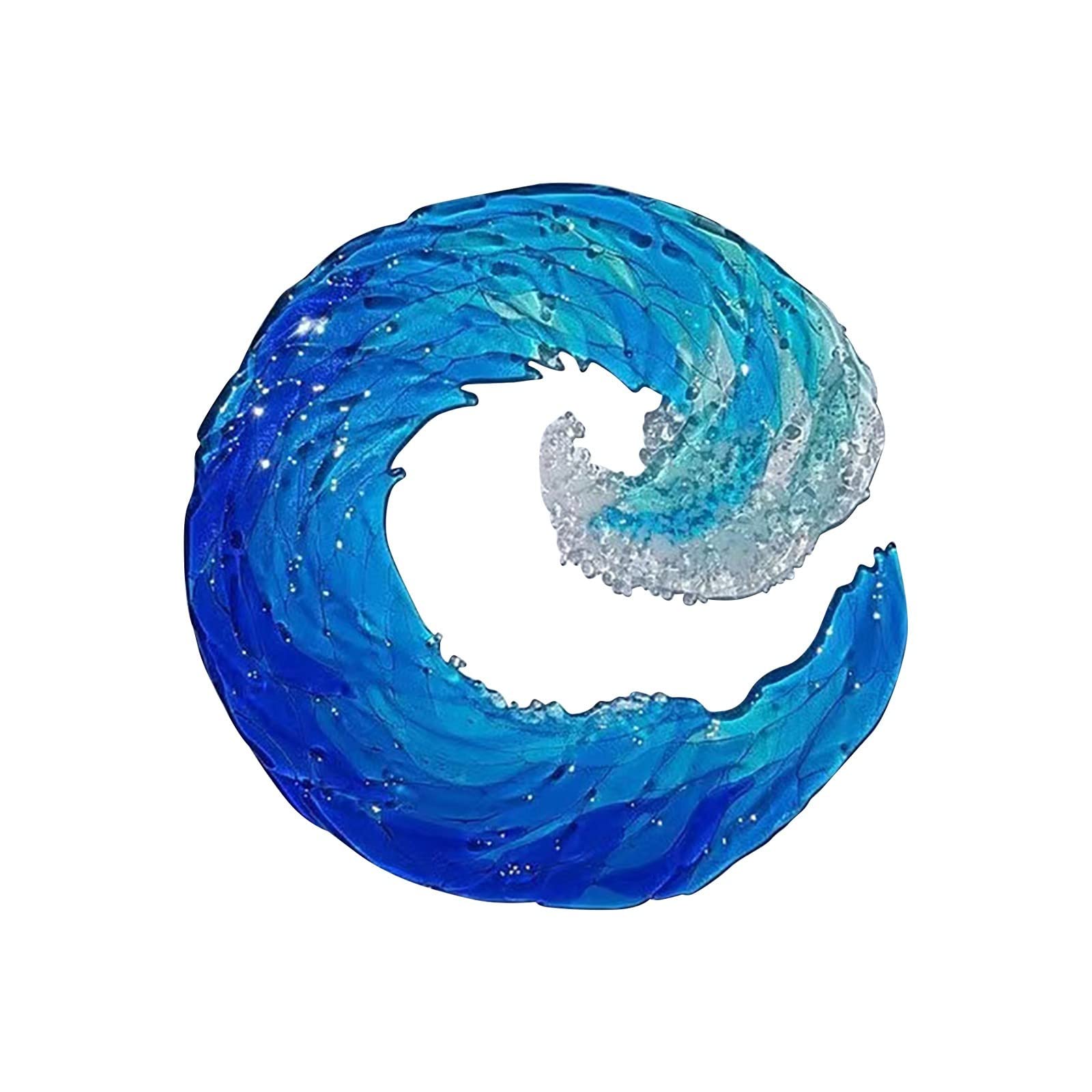 Ocean Wave Sculpture - Fused Acrylic Wall Art Decor for Home, Christmas Tree Ornament | Coastal Themed Living Room & Holiday Decoration
