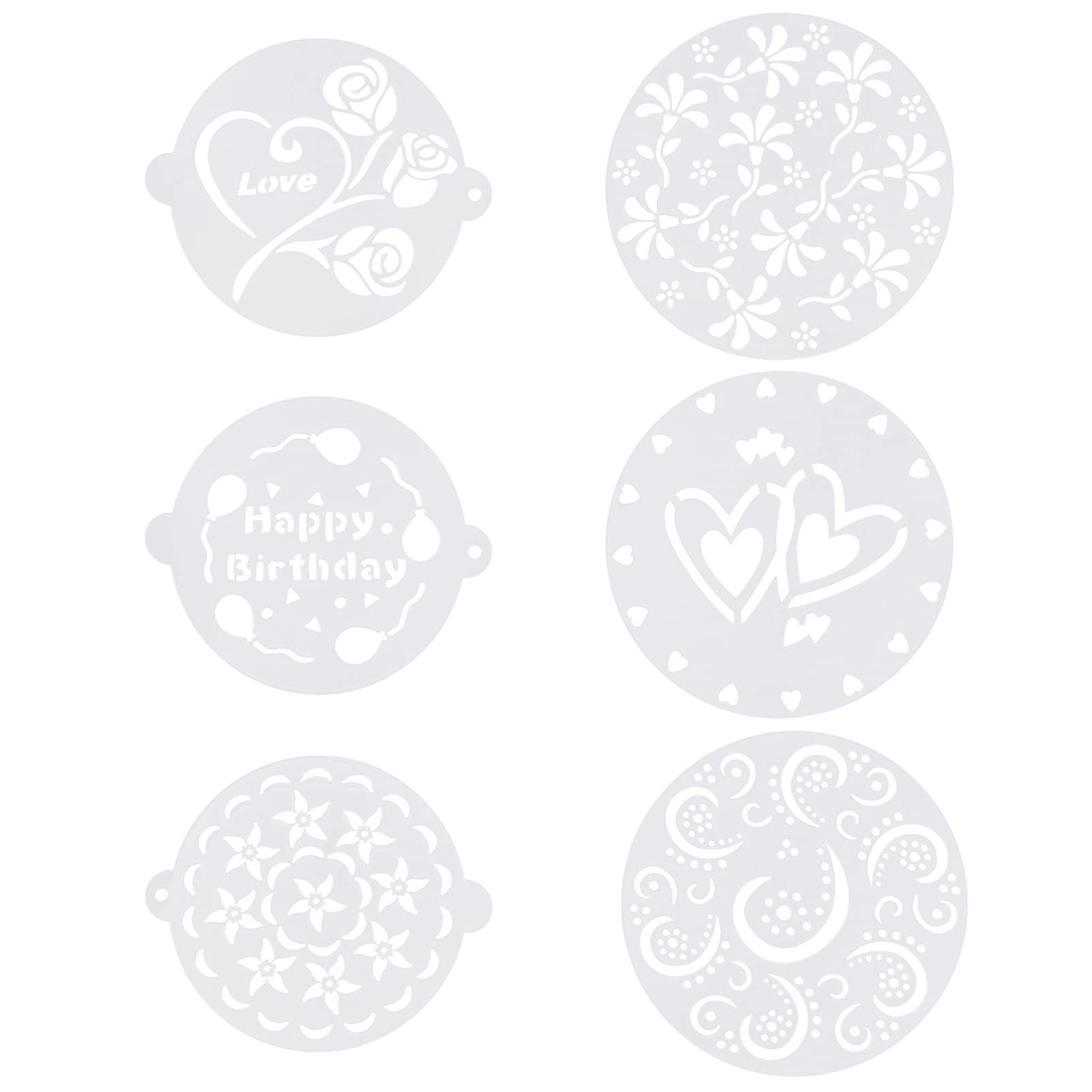 Hemoton 6-Piece Cake Spray Mold Set - Reusable Baking Stencils for Cake Decorating, Coffee Art, and Dessert Design - Perfect for DIY Baking, Home Parties, and Professional Pastry Chefs