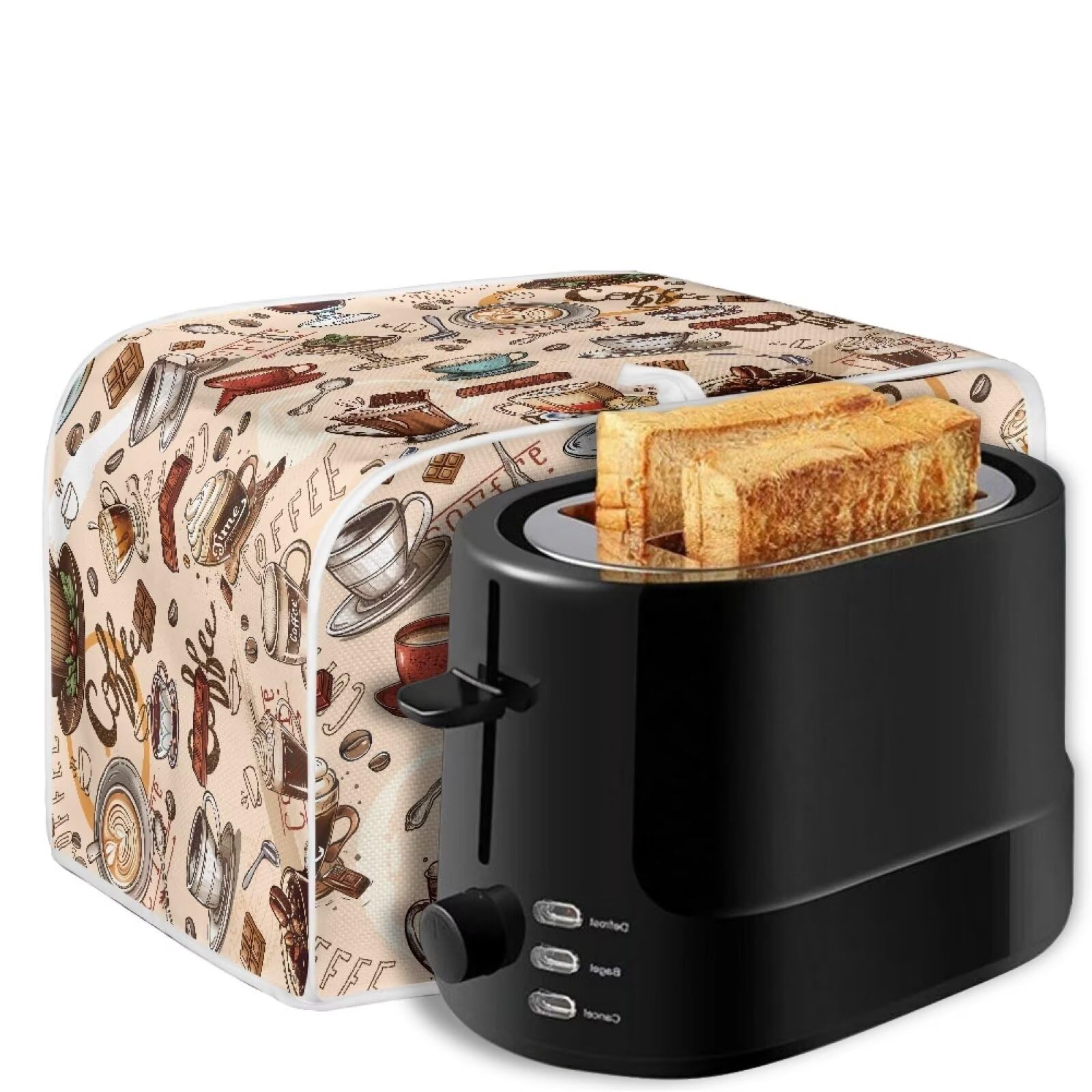2 Slice Toaster Cover - Dustproof, Stain & Waterproof Kitchen Appliance Protector with Chocolate Coffee Print - Perfect for Small Toaster Ovens & Countertop Protection