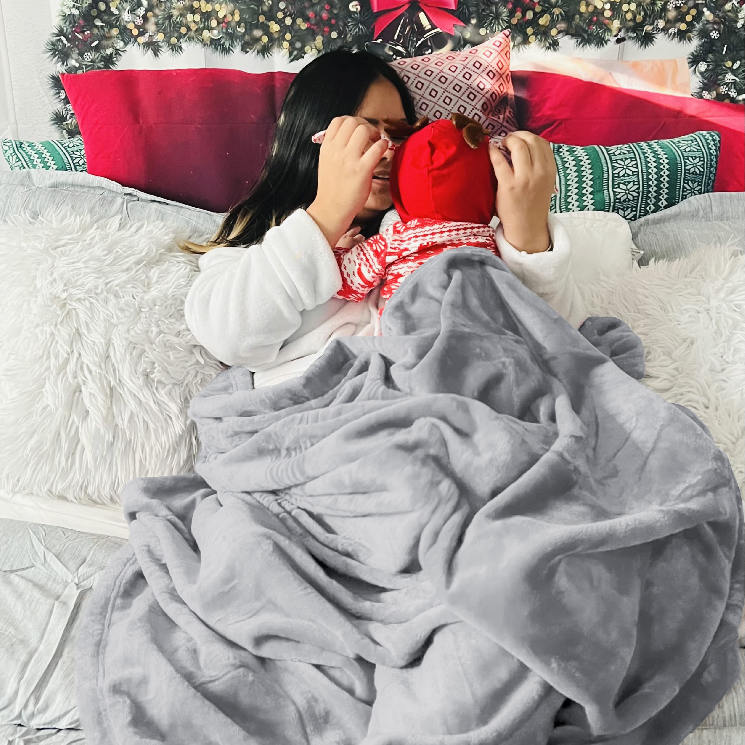 Bedsure Fleece Throw Blanket 50x60 Inches - Ultra Soft Lightweight Microfiber Blanket for Couch, Sofa, Bed, Travel & Camping - Cozy Grey Blanket Perfect for Lounging, Movie Nights and Outdoor Adventures