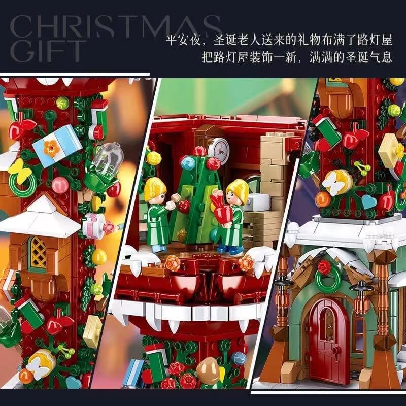 SLUBAN Christmas Lamp House - Miniature Holiday House with LED Lights for Christmas Village Decor, Home & Office Display