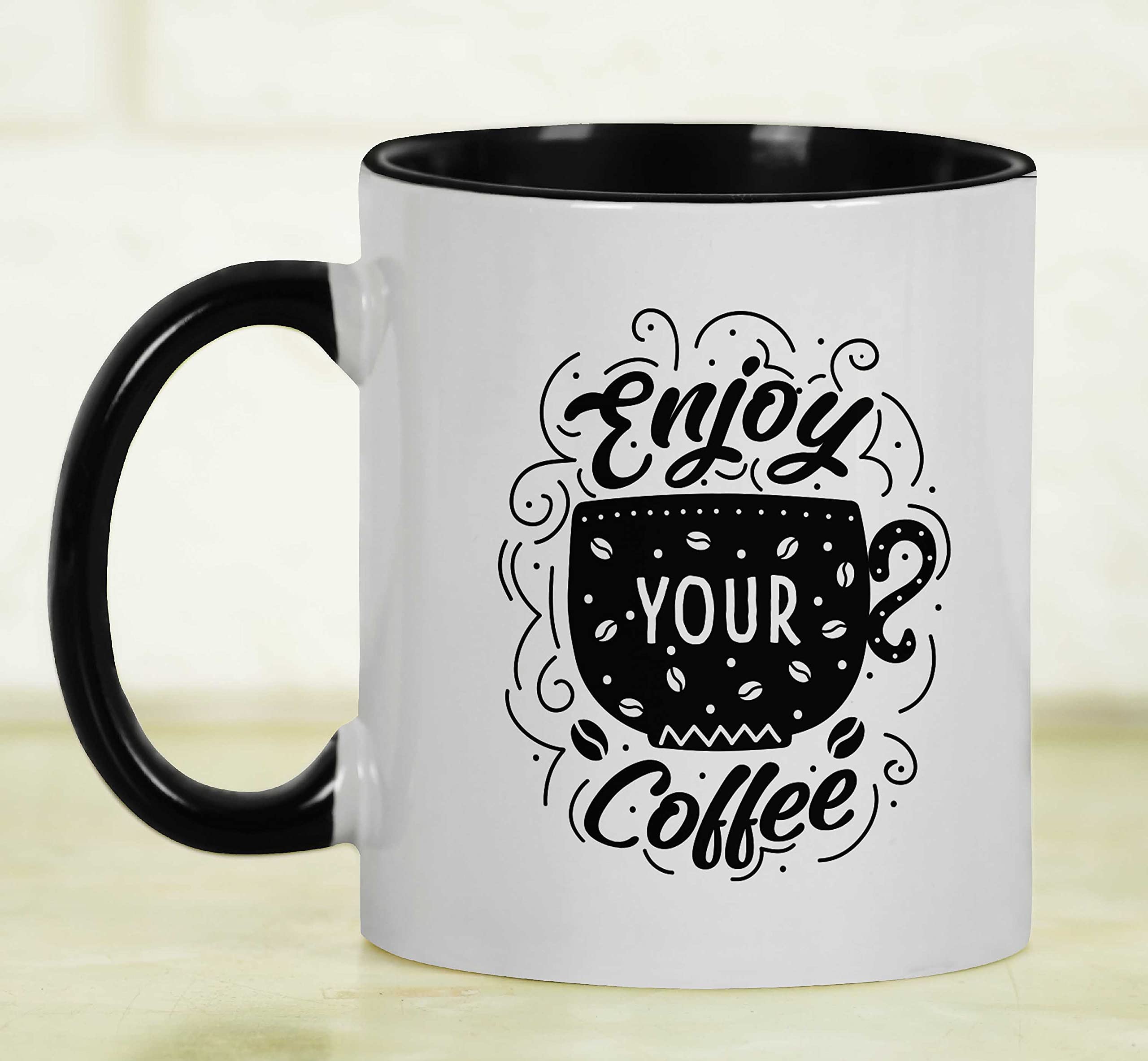 11 Oz Ceramic Coffee Mug - Funny Novelty Gift for Coffee Lovers, Perfect for Brides - Black (AJ) - Ideal for Home, Office & Gifts