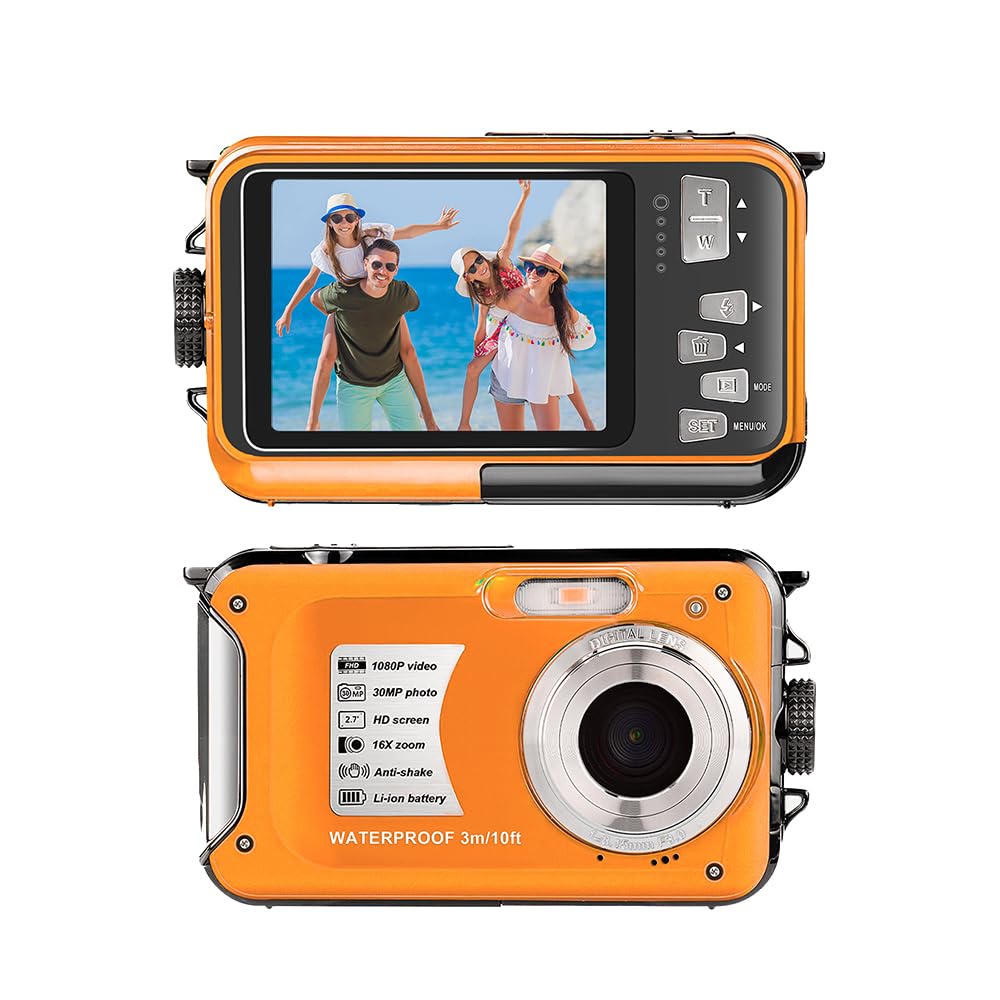 Rechargeable 1080P Ultra HD Waterproof Action Camera - 30MP Sports Camera with 2.7in TFT Screen | Portable Mini Video Camera for Diving, Surfing, Cycling & Outdoor Adventures