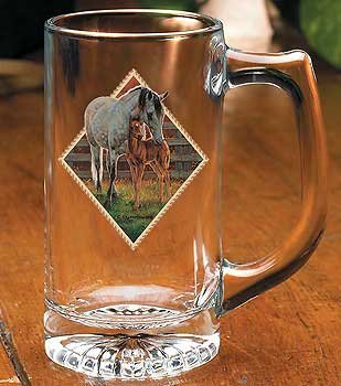 Chris Cummings Mare & Foal Stein Beer Glasses - Handcrafted Horse-Themed Drinking Mugs for Beer Enthusiasts & Equestrian Lovers - Perfect for Pub Nights, Barn Parties & Western-Themed Events